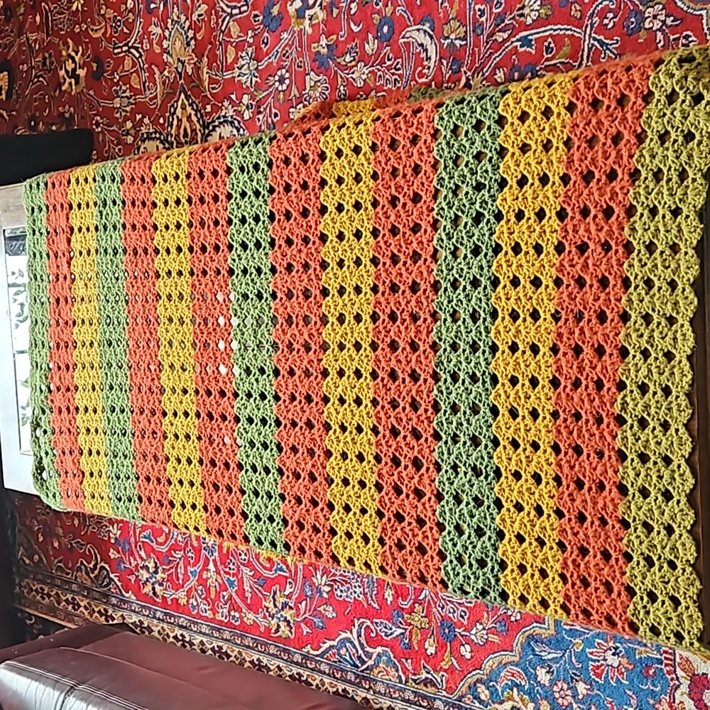 Large crocheted Afghan blanket 60"x67"